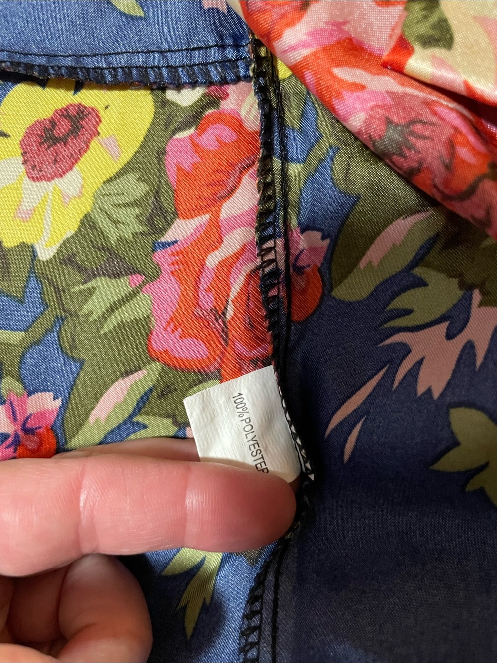 Blue/Floral Satin Robe - Picture 2 of 3